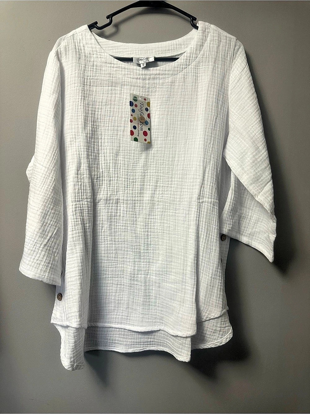 Toofan Gauze Cotton Tunic White Size Small NWT